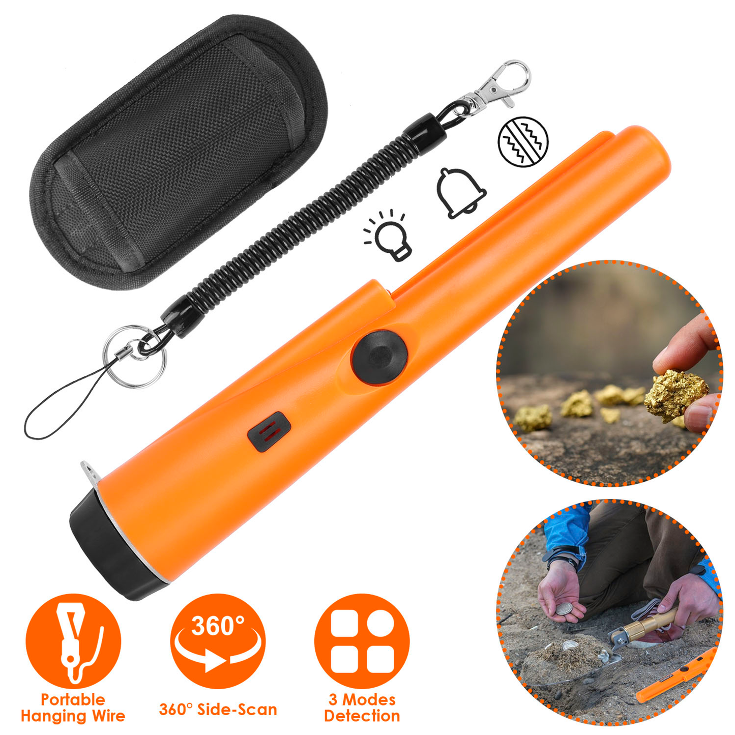 Handheld Metal Detector Pinpointer with LED Light