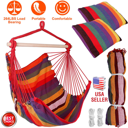 Canvas Hammock Hanging Chair Porch and Patio Swing Seat