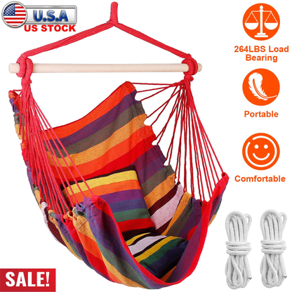 Canvas Hammock Hanging Chair Porch and Patio Swing Seat