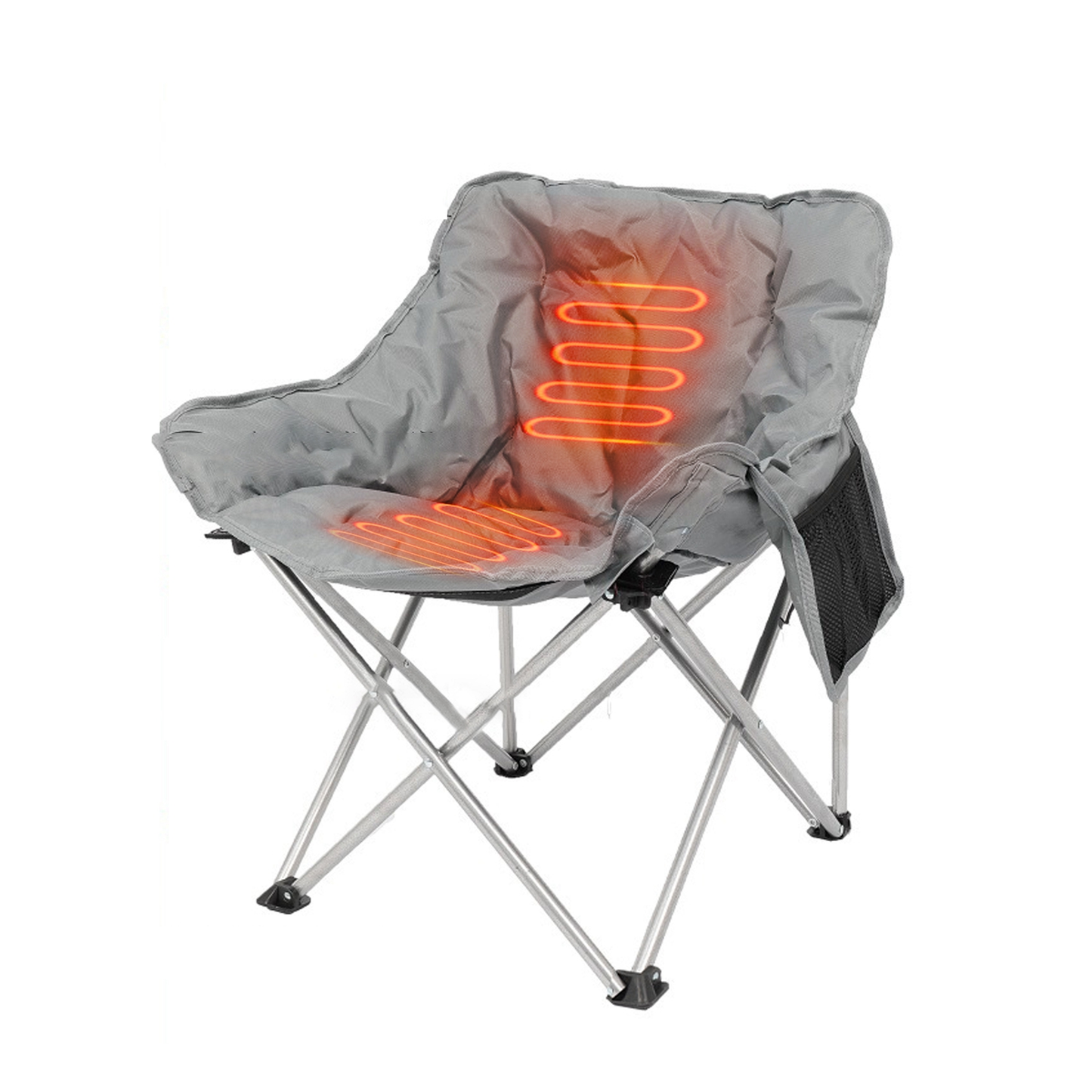 Heated Camping Chair with Carrying Bag, Grey