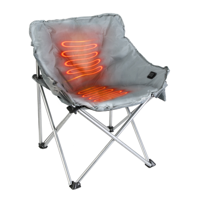 Heated Camping Chair with Carrying Bag, Grey