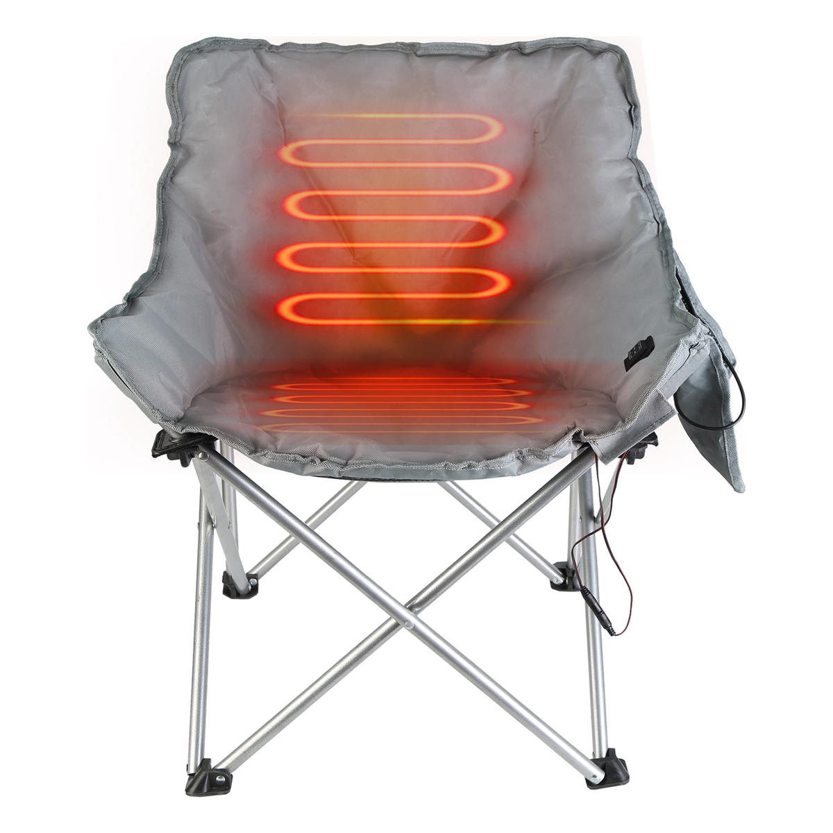Heated Camping Chair with Carrying Bag, Grey