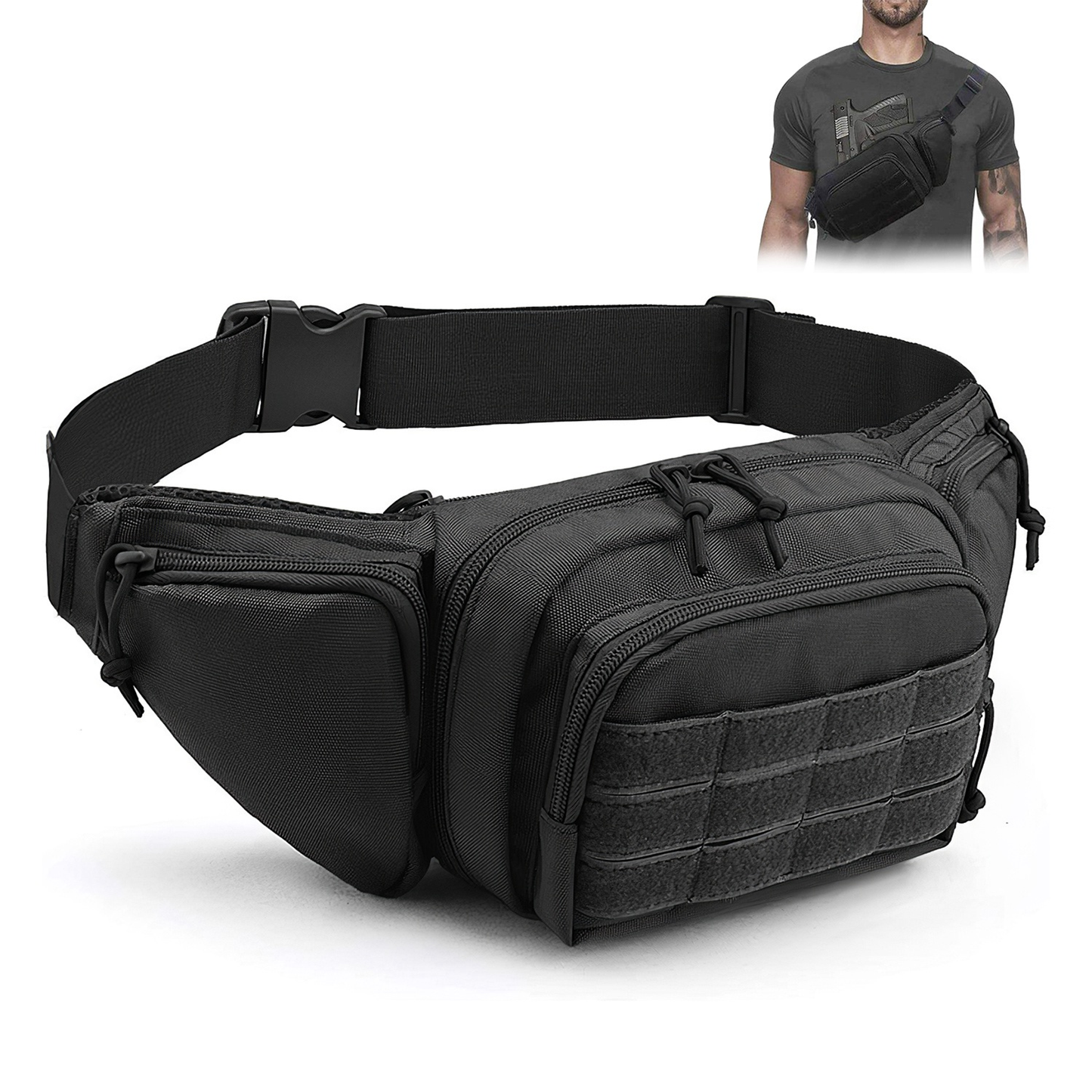 Tactical Fanny Pack Concealed Carry Bag, Black