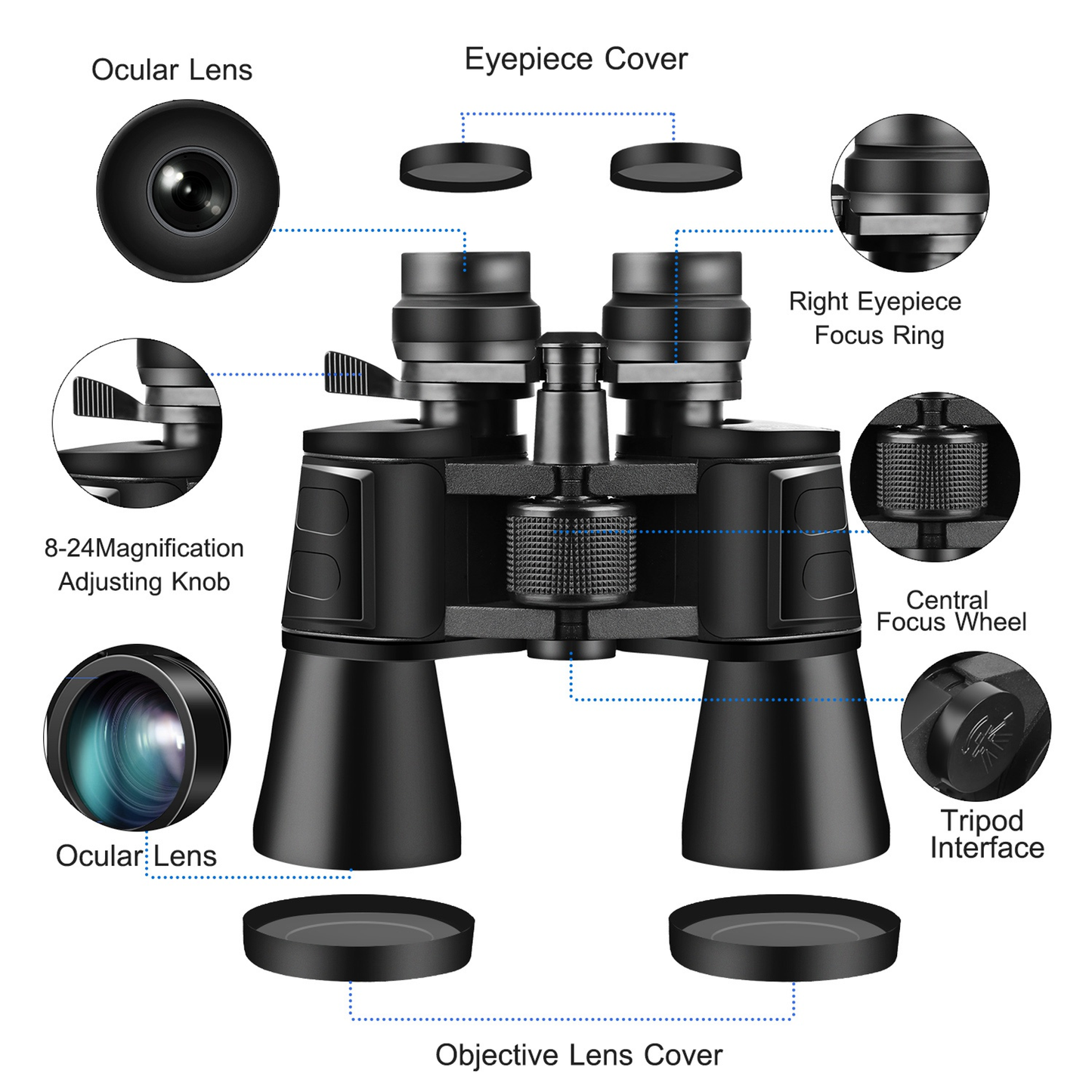 Portable Zoom Binoculars with Carrying Case