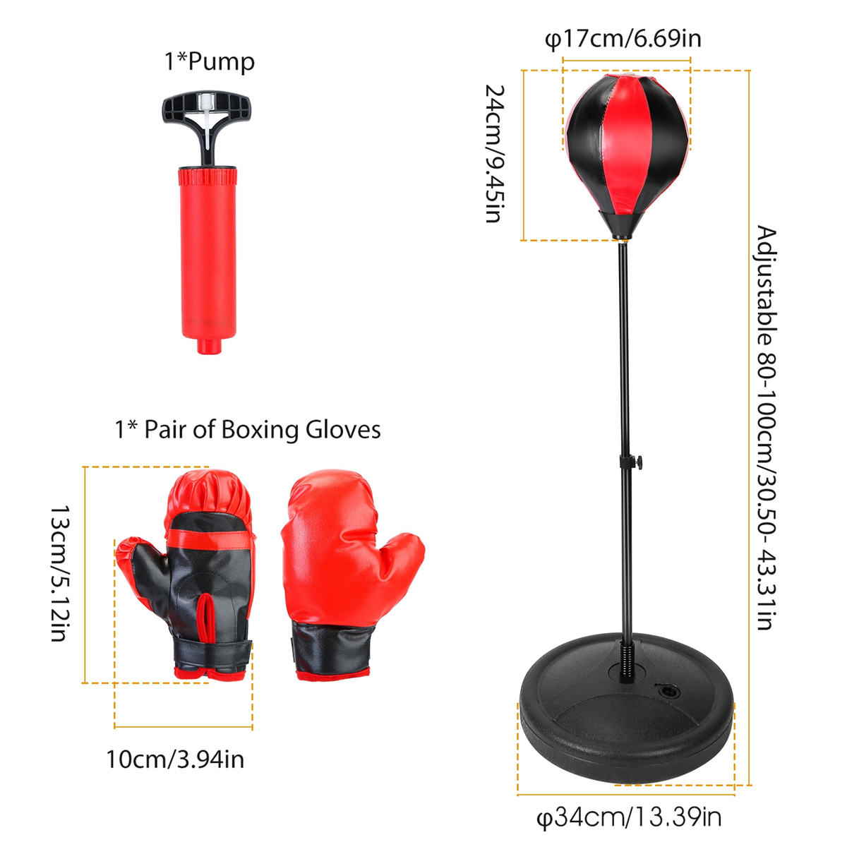 Kids Junior Boxing Set with Punching Bag and Gloves