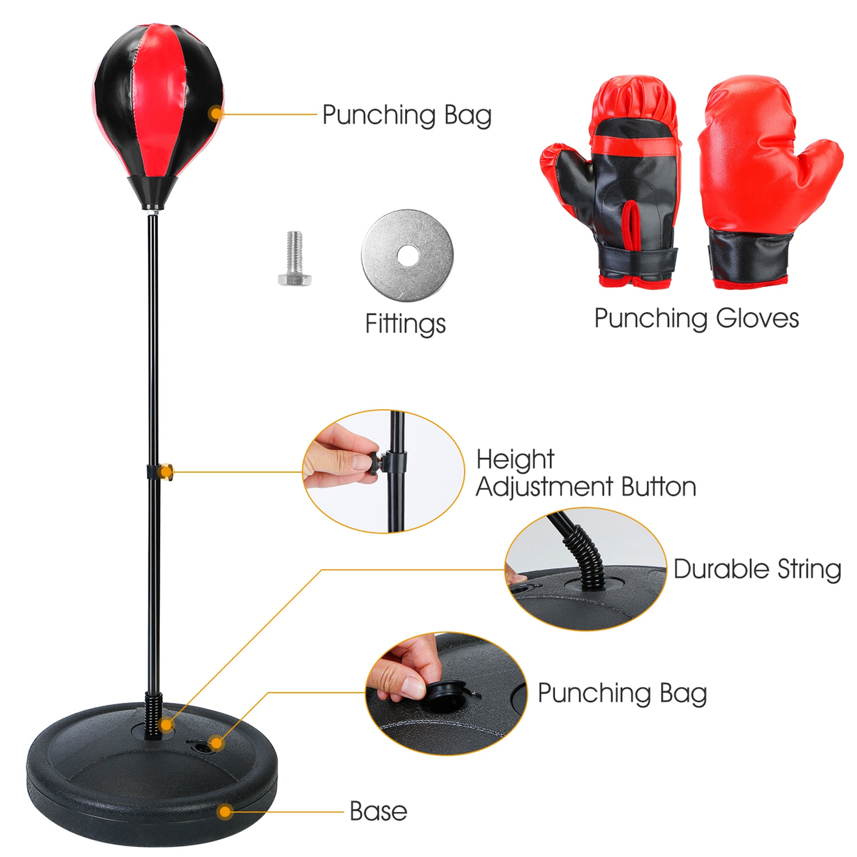 Kids Junior Boxing Set with Punching Bag and Gloves