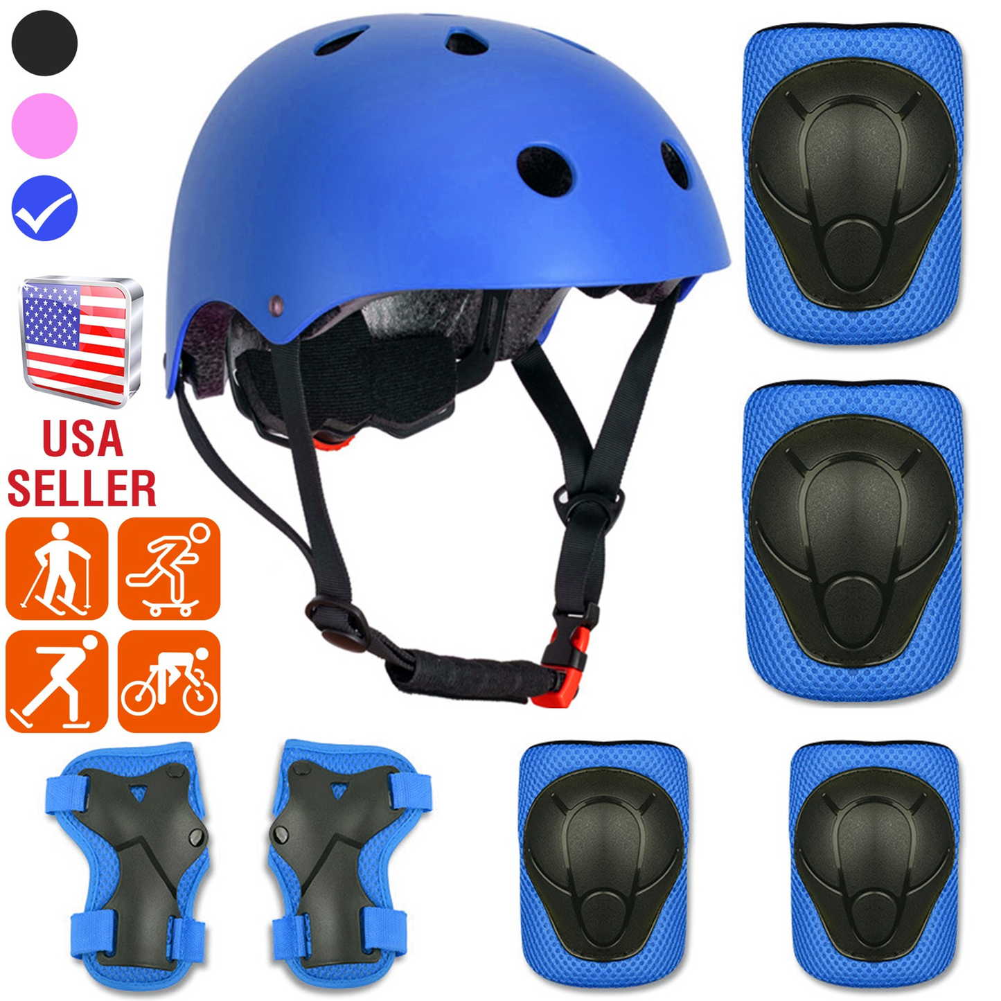 Kids 7-Piece Safety Helmet and Pad Set