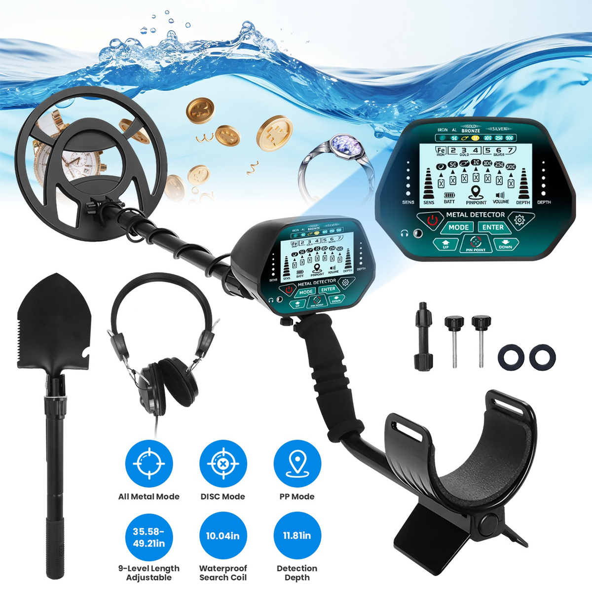 Professional Metal Detector Set with Shovel