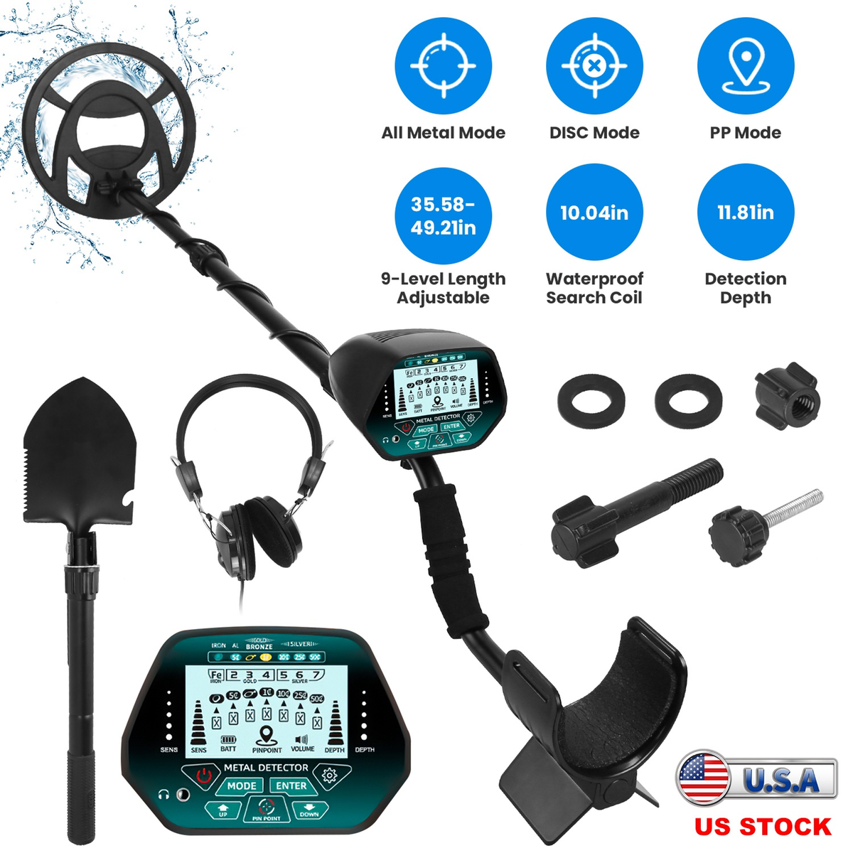 Professional Metal Detector Set with Shovel