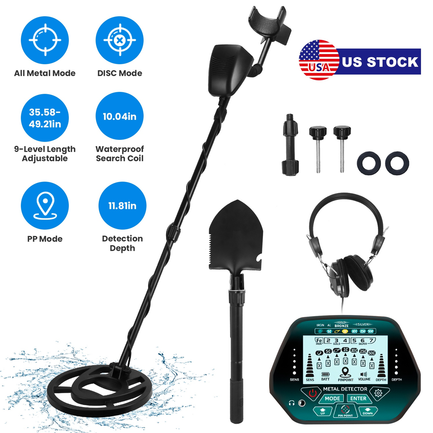 Professional Metal Detector Set with Shovel