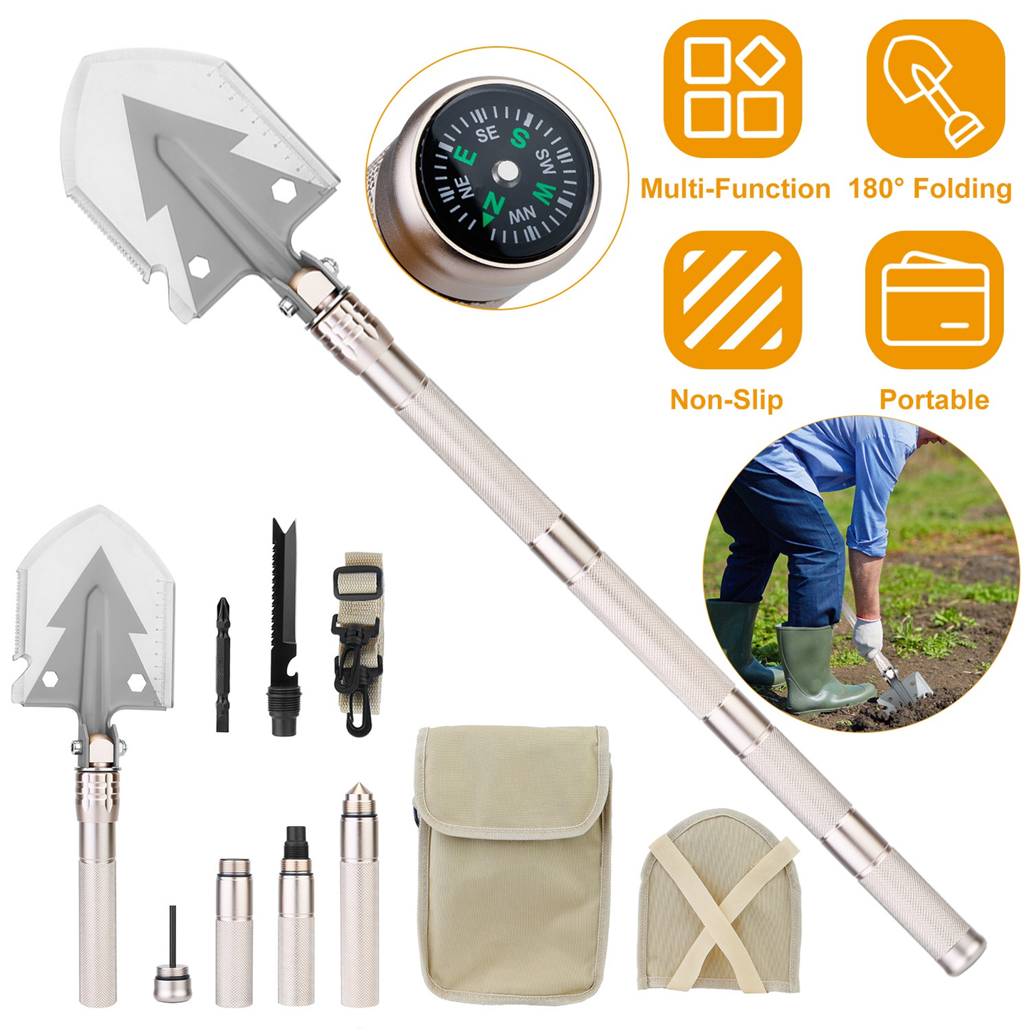Military Folding Shovel Multi-Tool