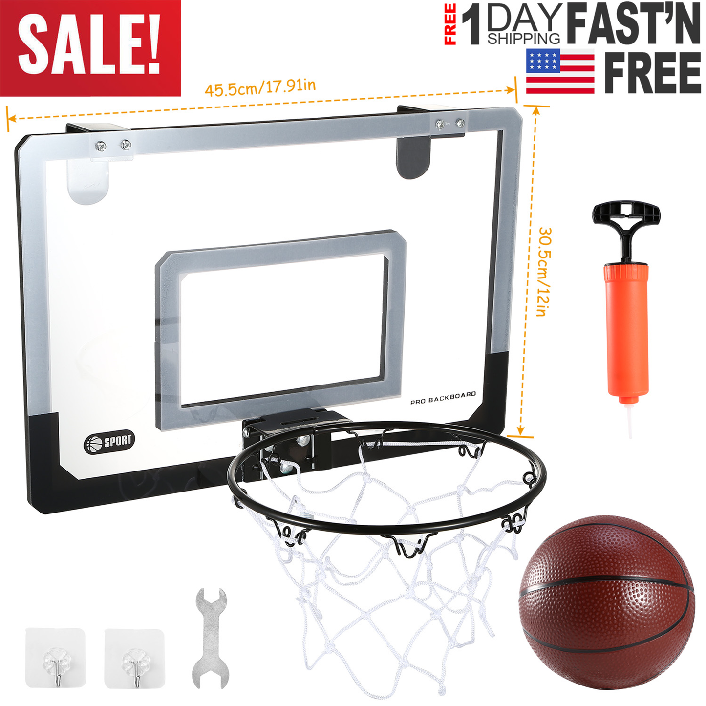 Over-the-Door Mini Basketball Hoop Set