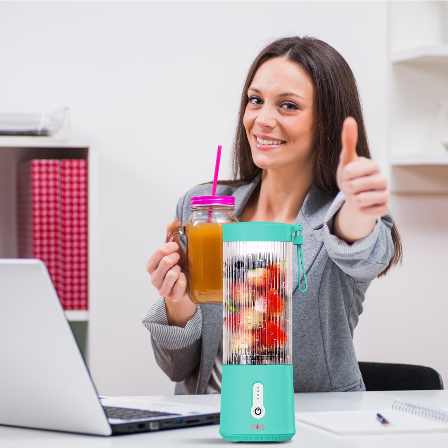 Portable Fruit Blender 15.2 oz Rechargeable - Blue
