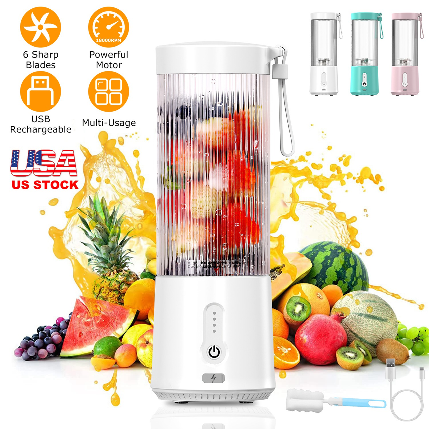 Portable Fruit Blender 15.2 oz Rechargeable - Blue