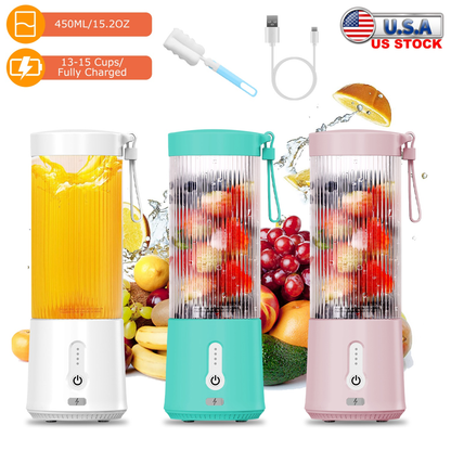 Portable Fruit Blender 15.2 oz Rechargeable - Blue