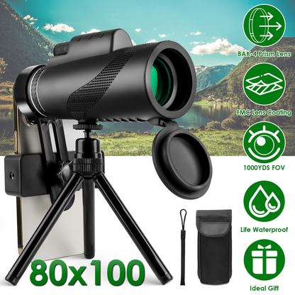 80x100 HD Monocular Telescope with BAK-4 Prism