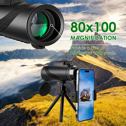 80x100 HD Monocular Telescope with BAK-4 Prism