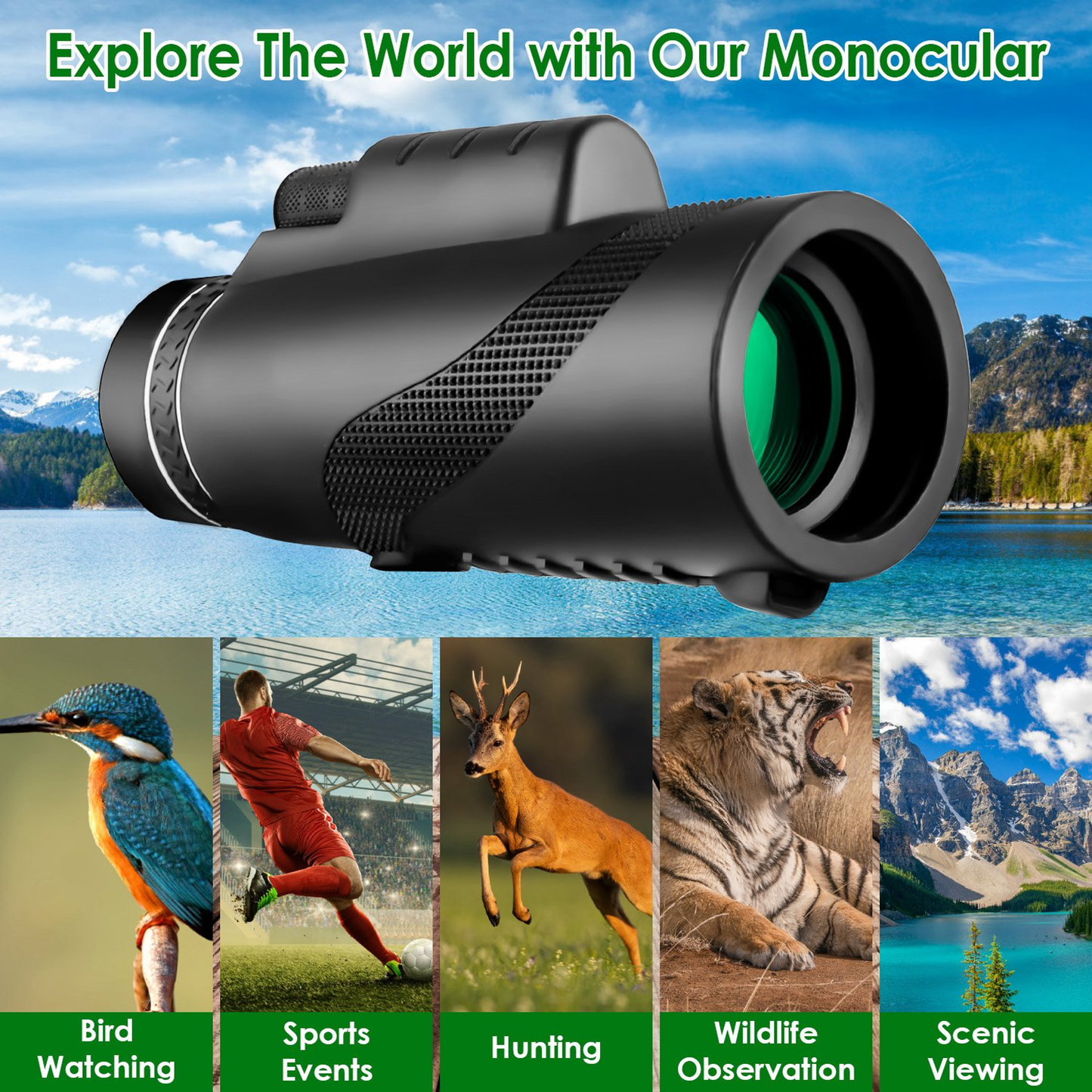 80x100 HD Monocular Telescope with BAK-4 Prism