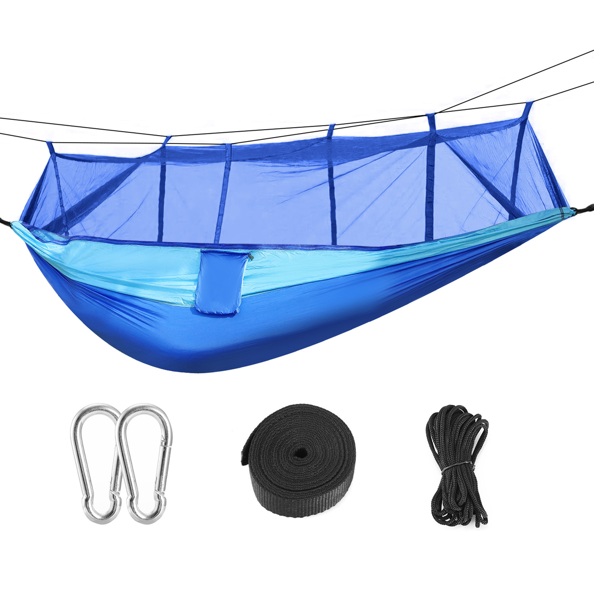 2-Person Camping Hammock with Mosquito Net, Blue