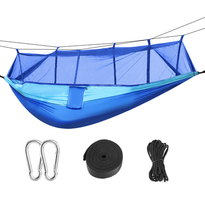 2-Person Camping Hammock with Mosquito Net, Blue