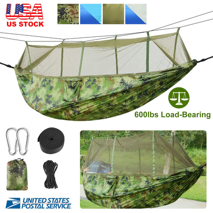 2-Person Camping Hammock with Mosquito Net, 600 lb Load