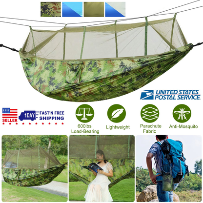 2-Person Camping Hammock with Mosquito Net, 600 lb Load