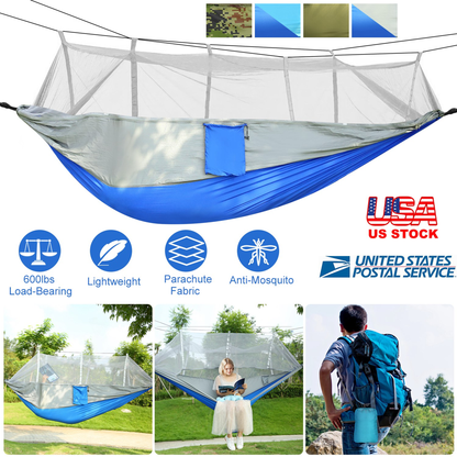 2-Person Camping Hammock with Mosquito Net, 600 lb Load