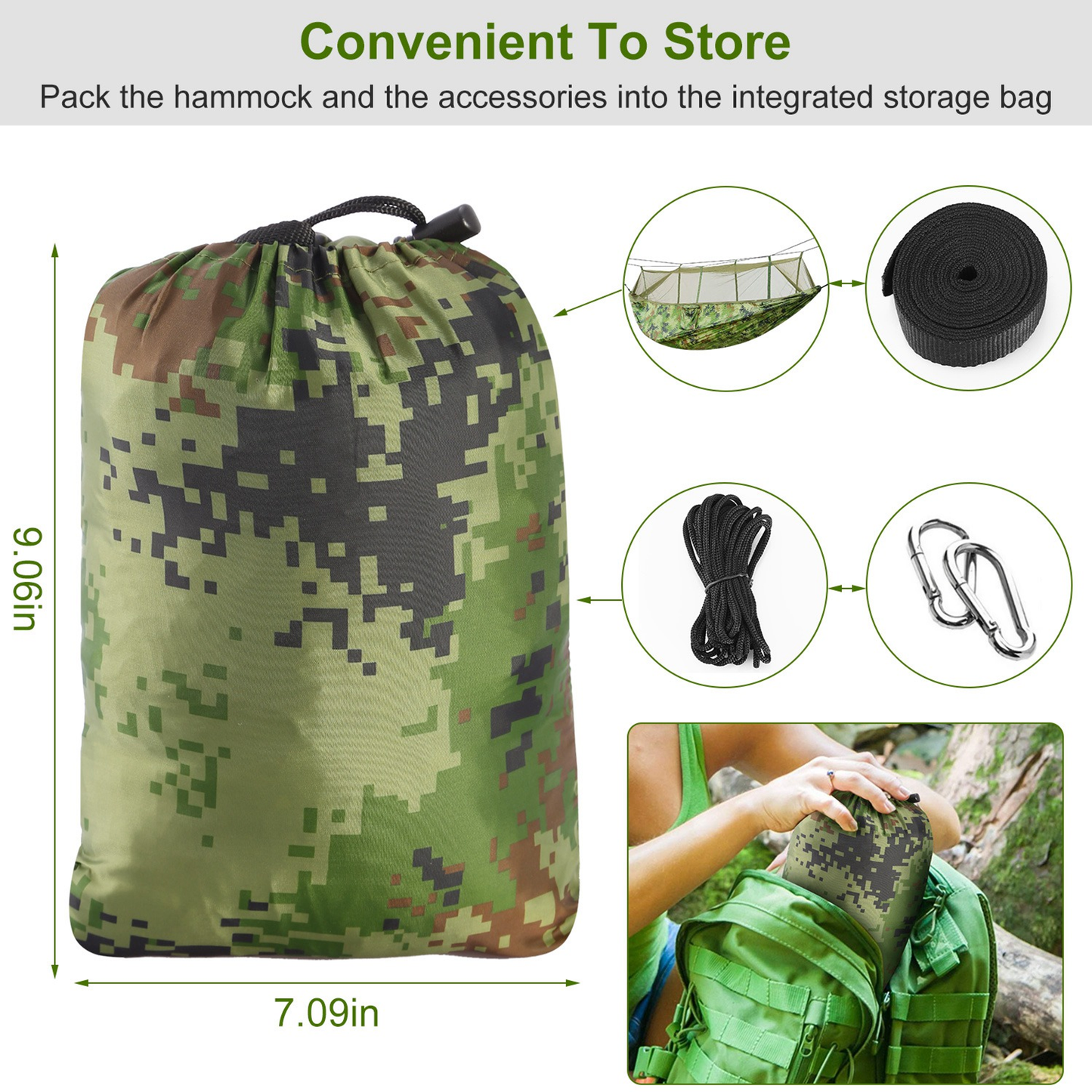 2-Person Camping Hammock with Mosquito Net, 600 lb Load