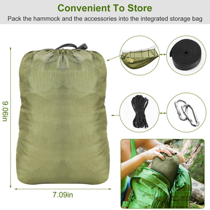 2-Person Camping Hammock with Mosquito Net, Green