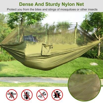 2-Person Camping Hammock with Mosquito Net, Green