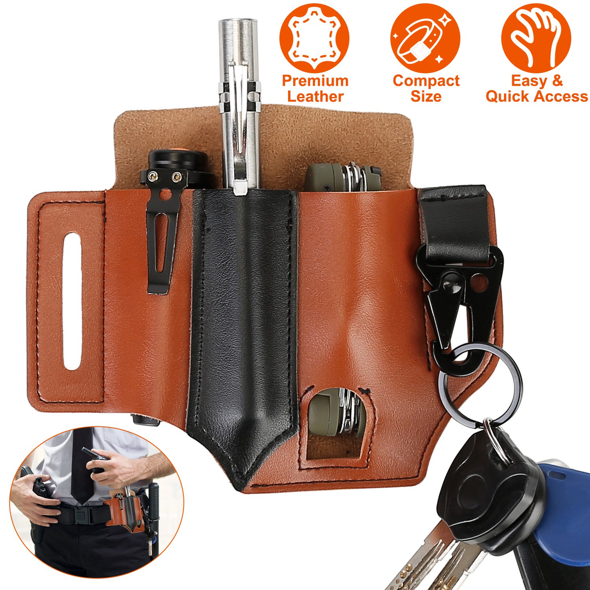 Genuine Leather EDC Multi-Tool Sheath Organizer