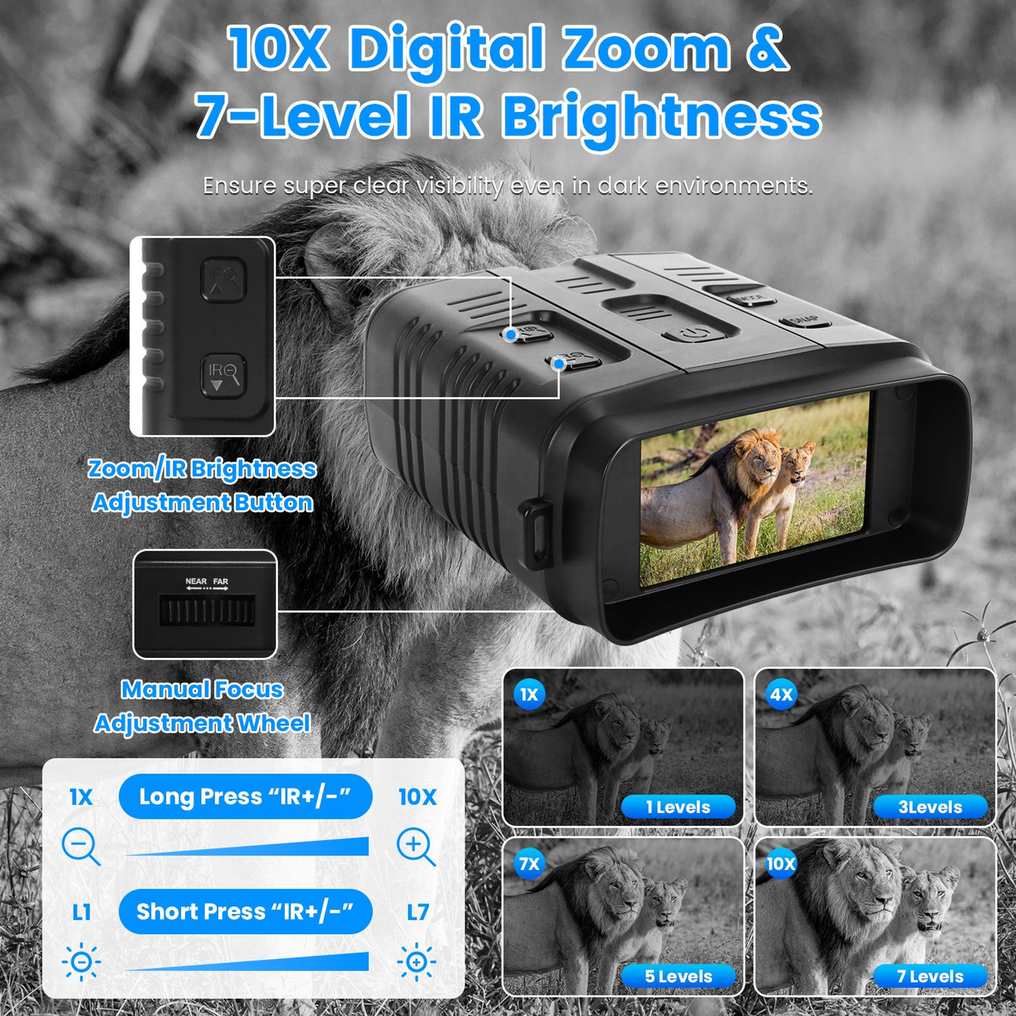 4K Full-Color Night Vision Goggles with 10X Zoom