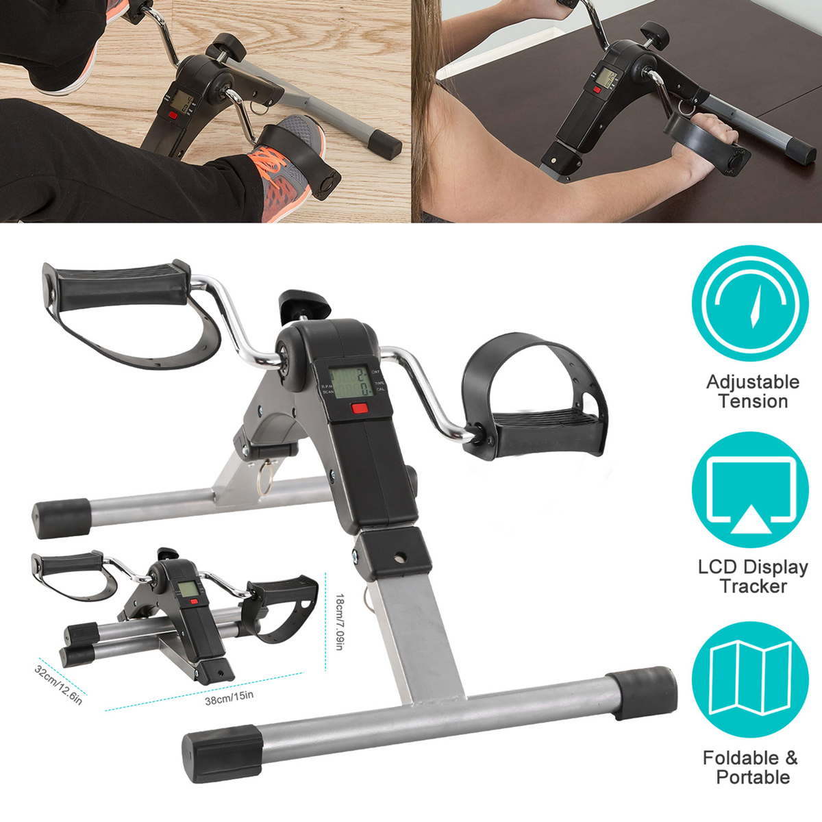 Foldable Pedal Exerciser with LCD Display