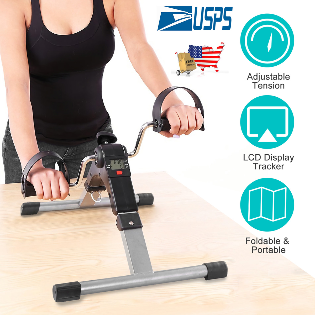 Foldable Pedal Exerciser with LCD Display