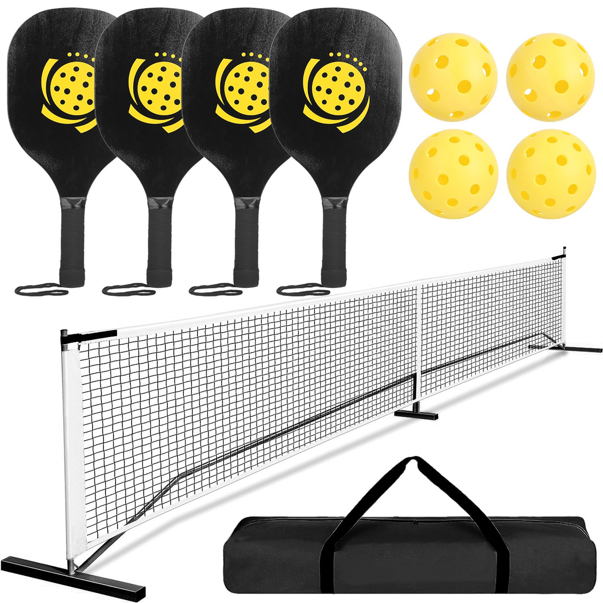 Portable Pickleball Net Set with Paddles and Balls