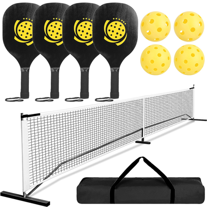 Portable Pickleball Net Set with Paddles and Balls