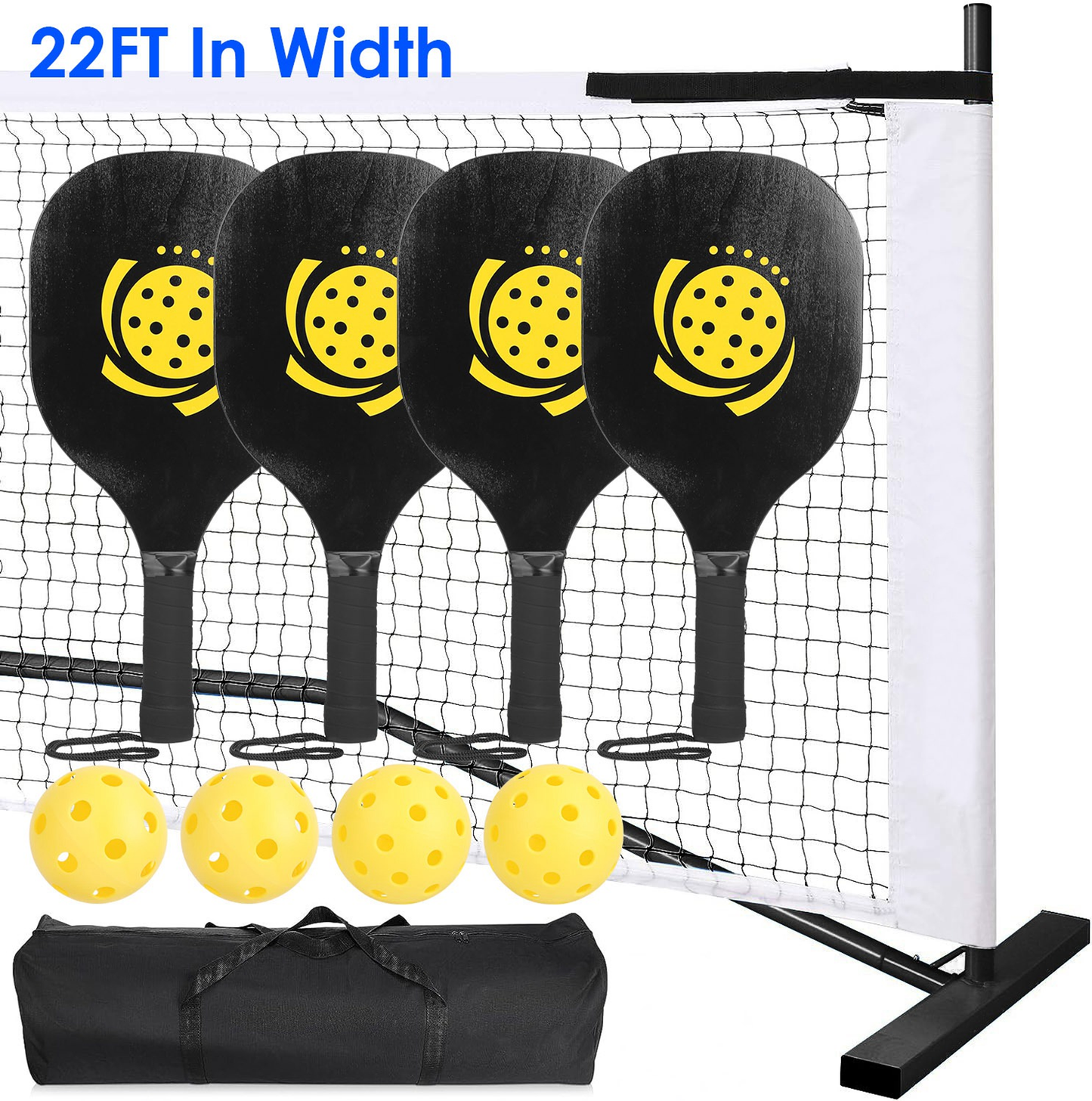 Portable Pickleball Net Set with Paddles and Balls