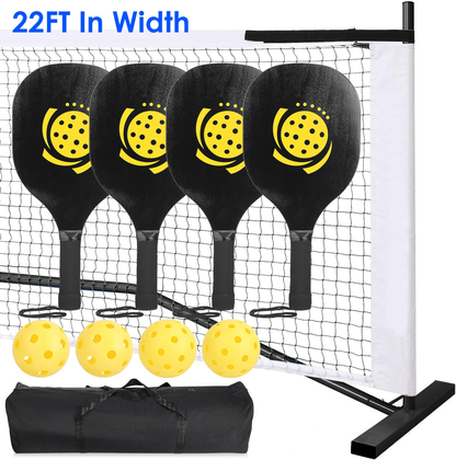 Portable Pickleball Net Set with Paddles and Balls