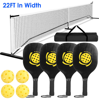 Portable Pickleball Net Set with Paddles and Balls