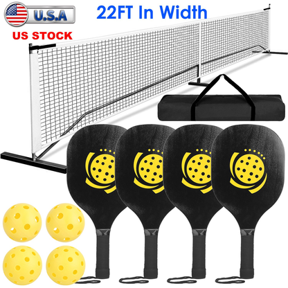 Portable Pickleball Net Set with Paddles and Balls