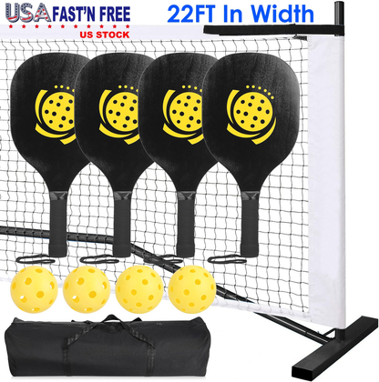 Portable Pickleball Net Set with Paddles and Balls