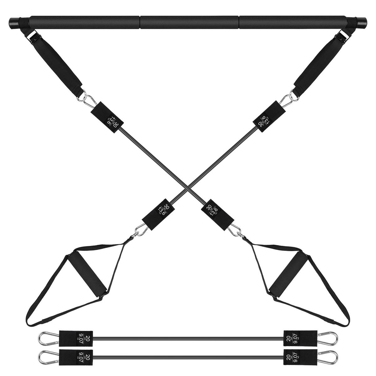 Pilates Bar Kit with 4 Resistance Bands, 100 lb
