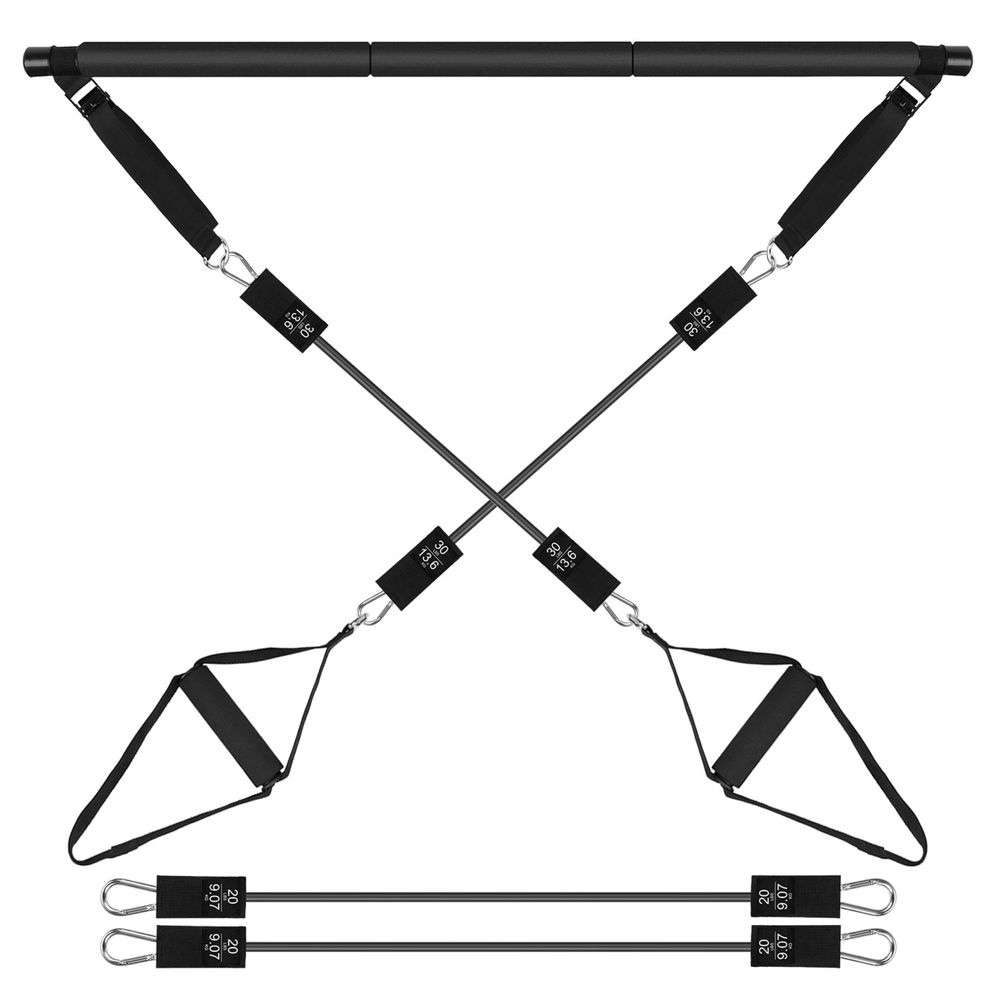 Pilates Bar Kit with 4 Resistance Bands, 100 lb