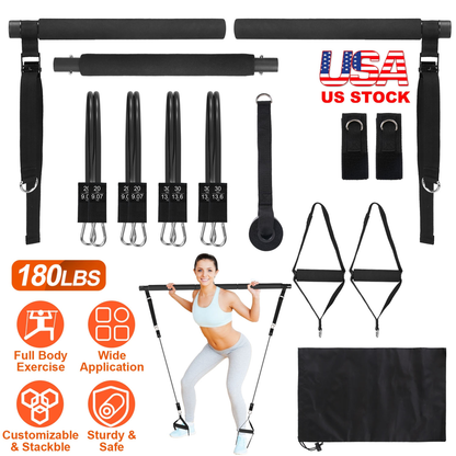 Pilates Bar Kit with 4 Resistance Bands, 100 lb