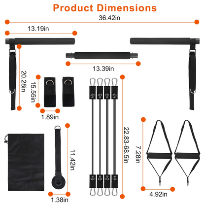 Pilates Bar Kit with 4 Resistance Bands, 100 lb