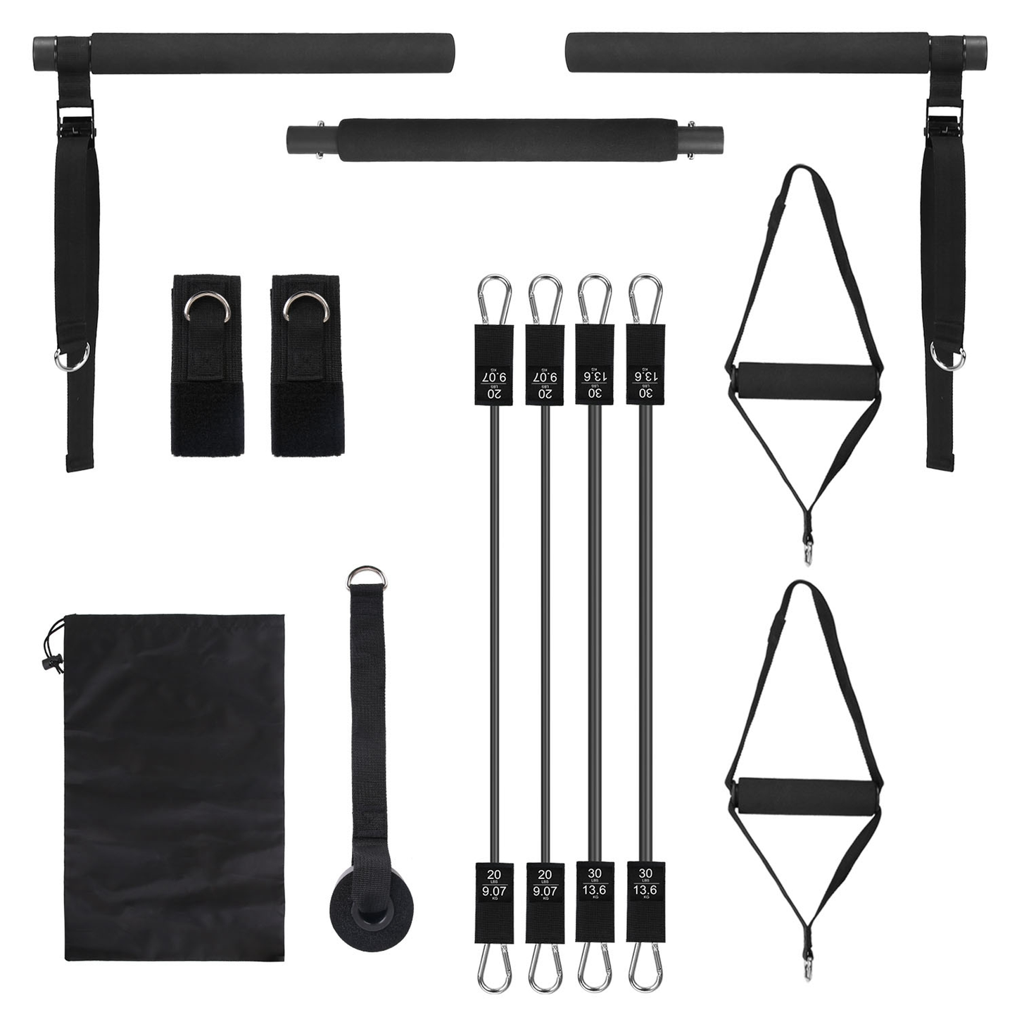 Pilates Bar Kit with 4 Resistance Bands, 100 lb