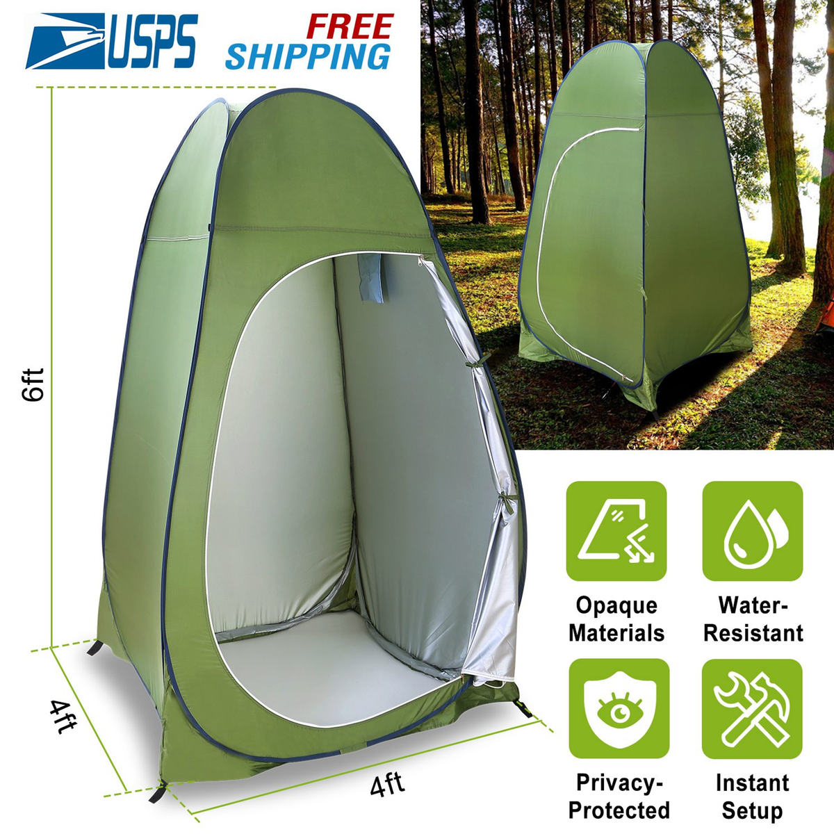 1-Person Outdoor Pop Up Toilet and Shower Tent