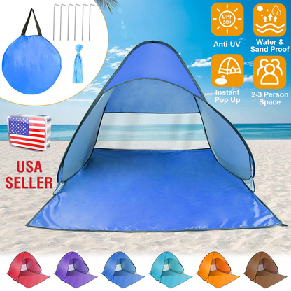 Pop Up Beach Tent Sun Shade 2-3 Person, Blue