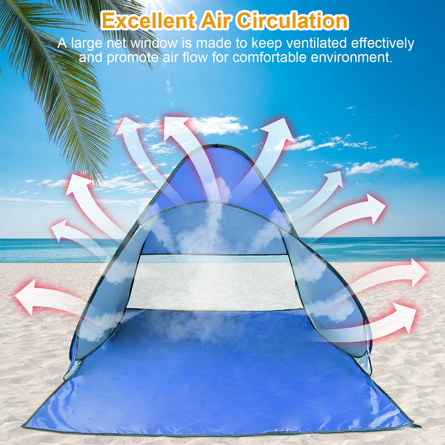 Pop Up Beach Tent Sun Shade 2-3 Person, Blue