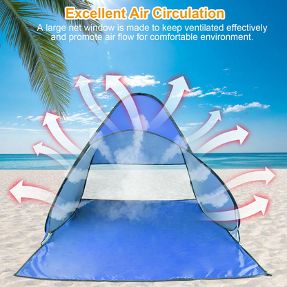 Pop Up Beach Tent Sun Shade 2-3 Person, Blue